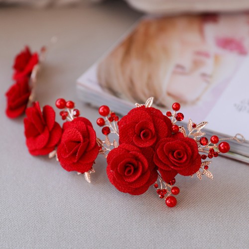 Evening dress hair accessories for girls kids children princess party show stage performance photos hair rose clip hairpin
